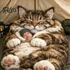 Adults Sleeping Bag Plush Cat Envelope Bag, Winter Slumber for Men Women, Durable Animal Nap Mat Sack Home Travel Comfortable