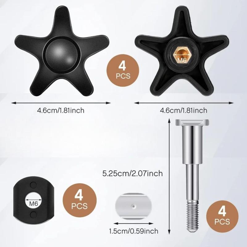 Rollator Replacement Part: Plum Blossom M6 Hand-Tightening Bolt with Rubber Washer