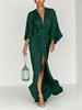 2026 European and American women's fashion dress pleated evening dress elegant split temperament long dress