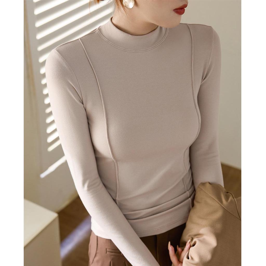 2026 Autumn/Winter Women's High-Elasticity Half-High Neck Long-Sleeve T-Shirt - Advanced Design and Skin-Friendly