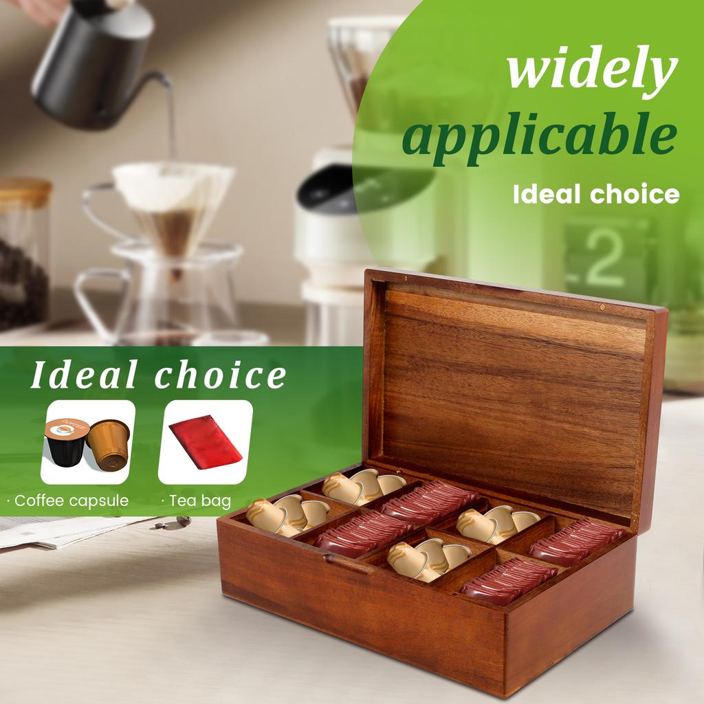 Wood Tea Bag Organizer Box with Lid 4/8 Compartments Retro Wood Storage Organizers Teabag Holder Containers Teabox Organizador