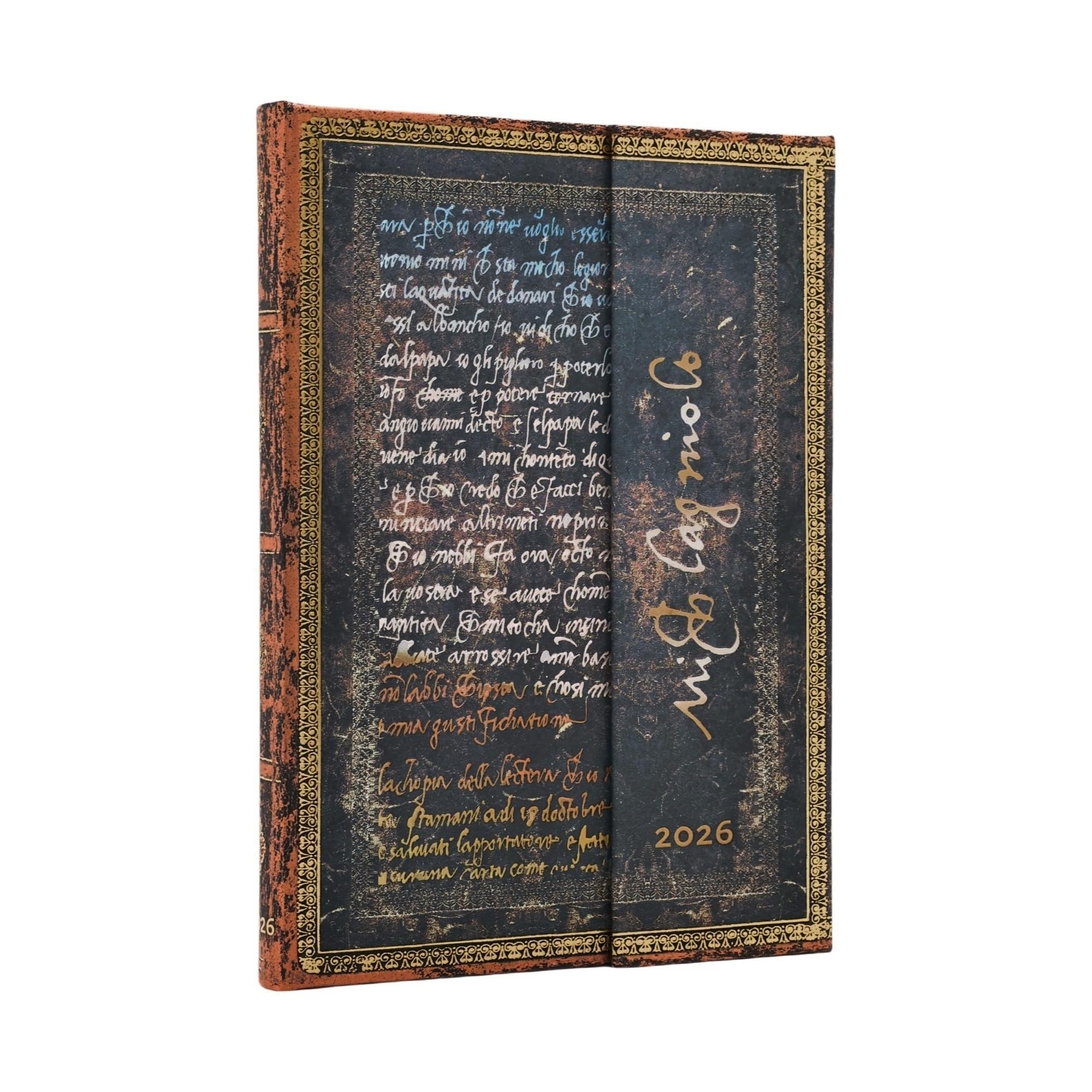 Paperblanks 2026 Diary, Hardcover, Midi Michelangelo Handwriting Handprints DJ1213-0