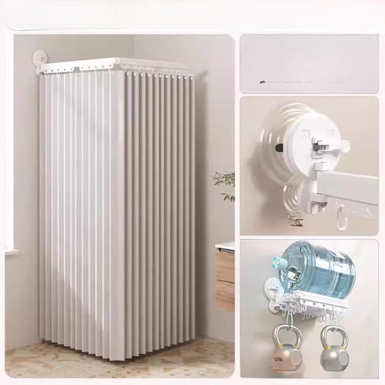 Foldable Shower Curtain Waterproof Bath Room Partition Shower Wet And Dry Separation Suction Cup Bathroom Decor