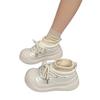 White Deer with the Same Ouder Heightened Thick-soled Open Smile Canvas Shoes Women's Ugly Cute Round Head White Shoes Big Head Shoes