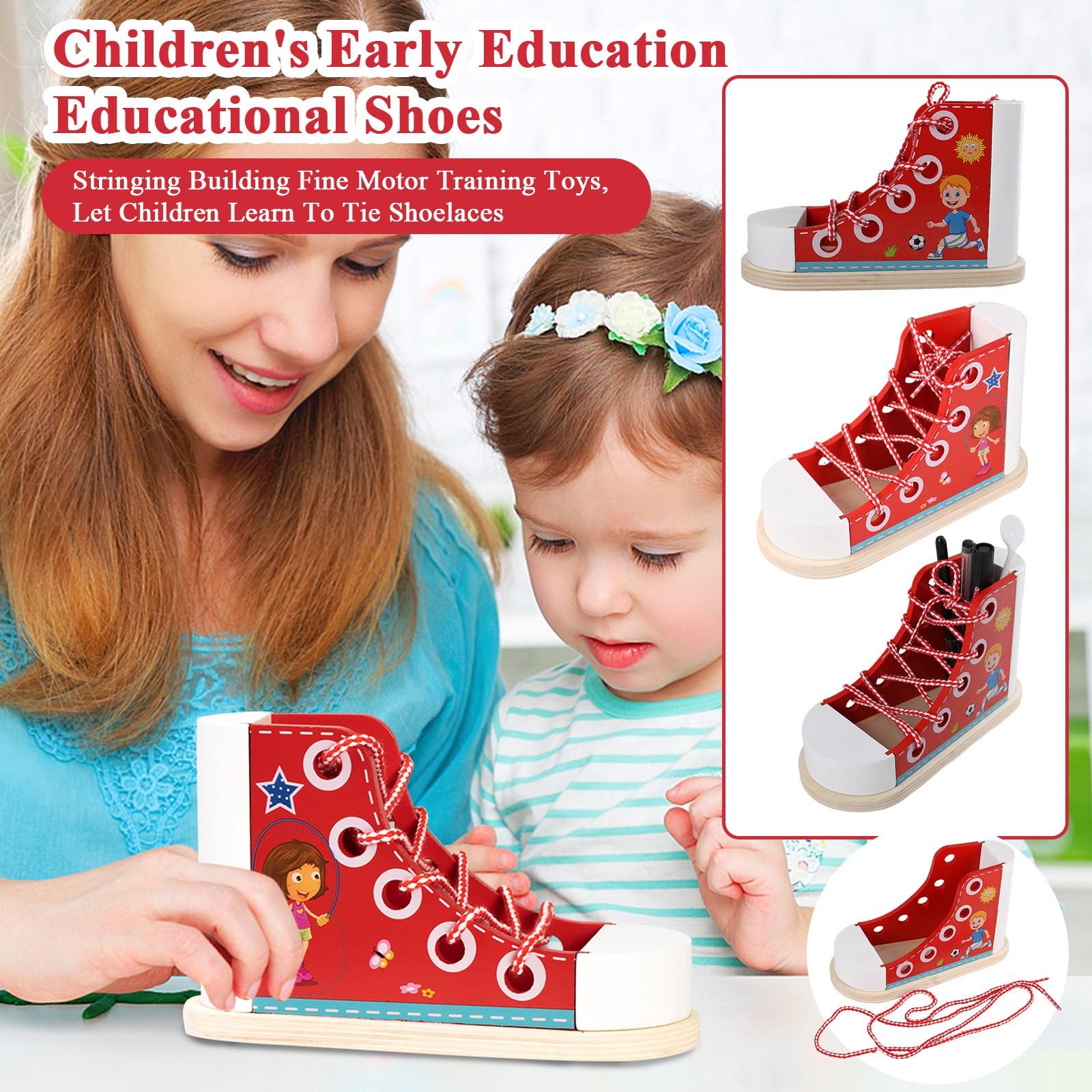

Детская ранняя развивающая обувь, нанизывание, конструирование, игрушки для тренировки мелкой моторики, позволяющие детям научиться завязывать шнурки One Size