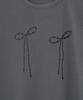 MILLO WOMEN Pearl Ribbon T-Shirt [Charcoal]