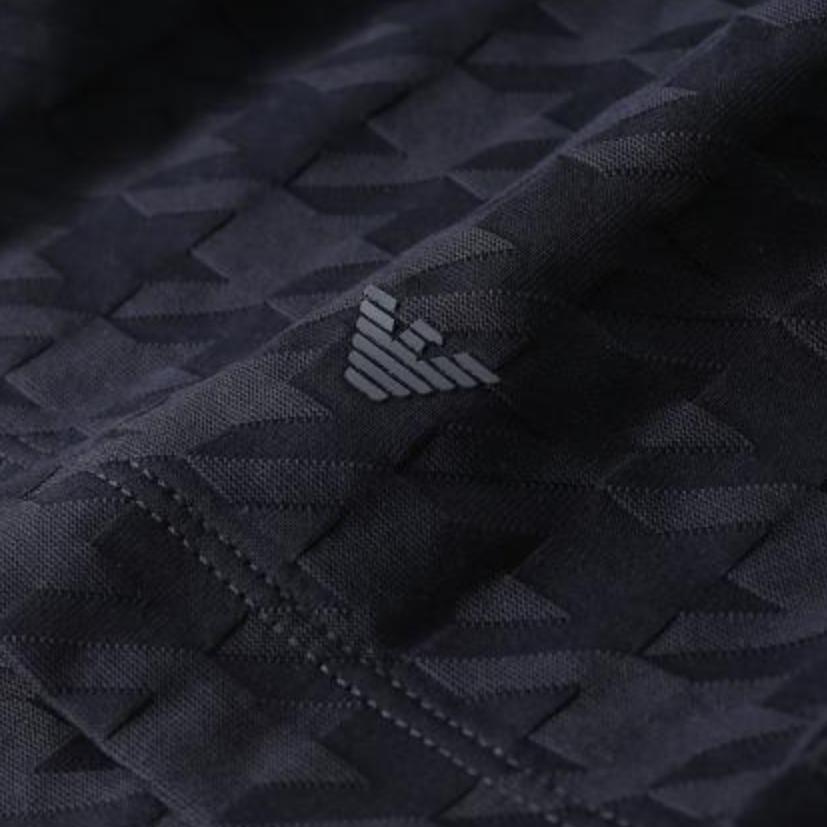 Emporio Armani FW23 Solid Color Embossed Short Sleeve Polo Shirt Men Tops Navy-Blue 3R1F71-1JGYZ-09J4