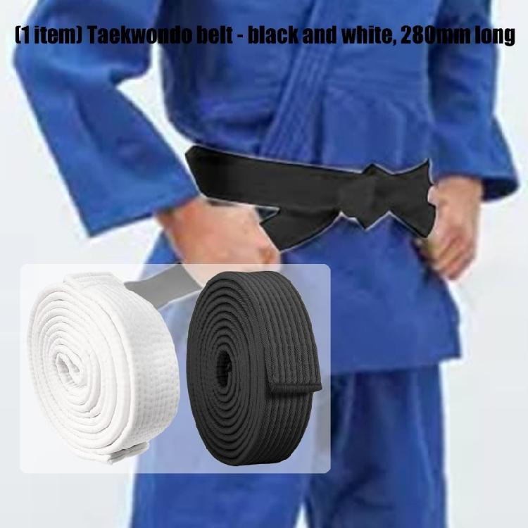 Durability Taekwondo Practice Belt Standardized Black White Polyester Weave for Athletic Performances