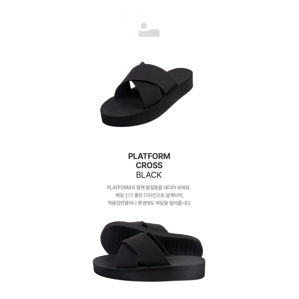 Indosol Black Slide Slipper   Platform Cross Slide