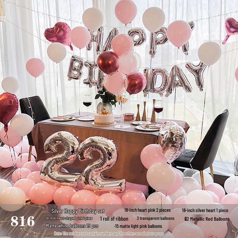 Romantic Birthday Balloon Set: High-End Decorations for Boyfriend or Girlfriend