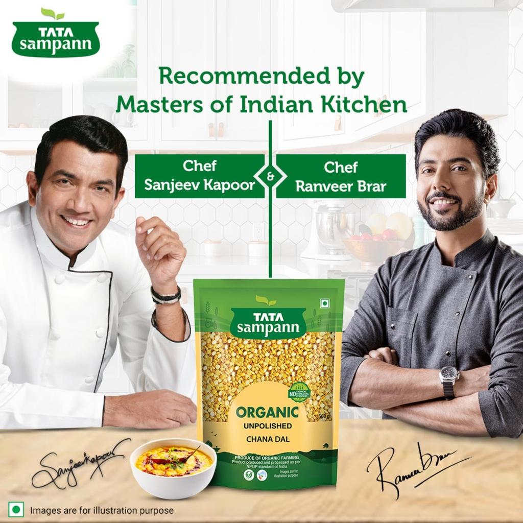 TATA Sampann Organic Unpolished Chana Dal 500g Pack Of 1 High Protein Fiber Rich Lentils