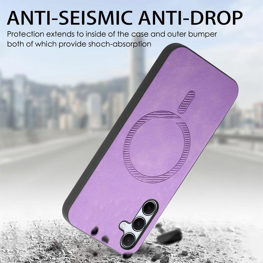For Samsung Galaxy A35 5G Leather Back Case Compatible with MagSafe Skin-Touch Phone Cover
