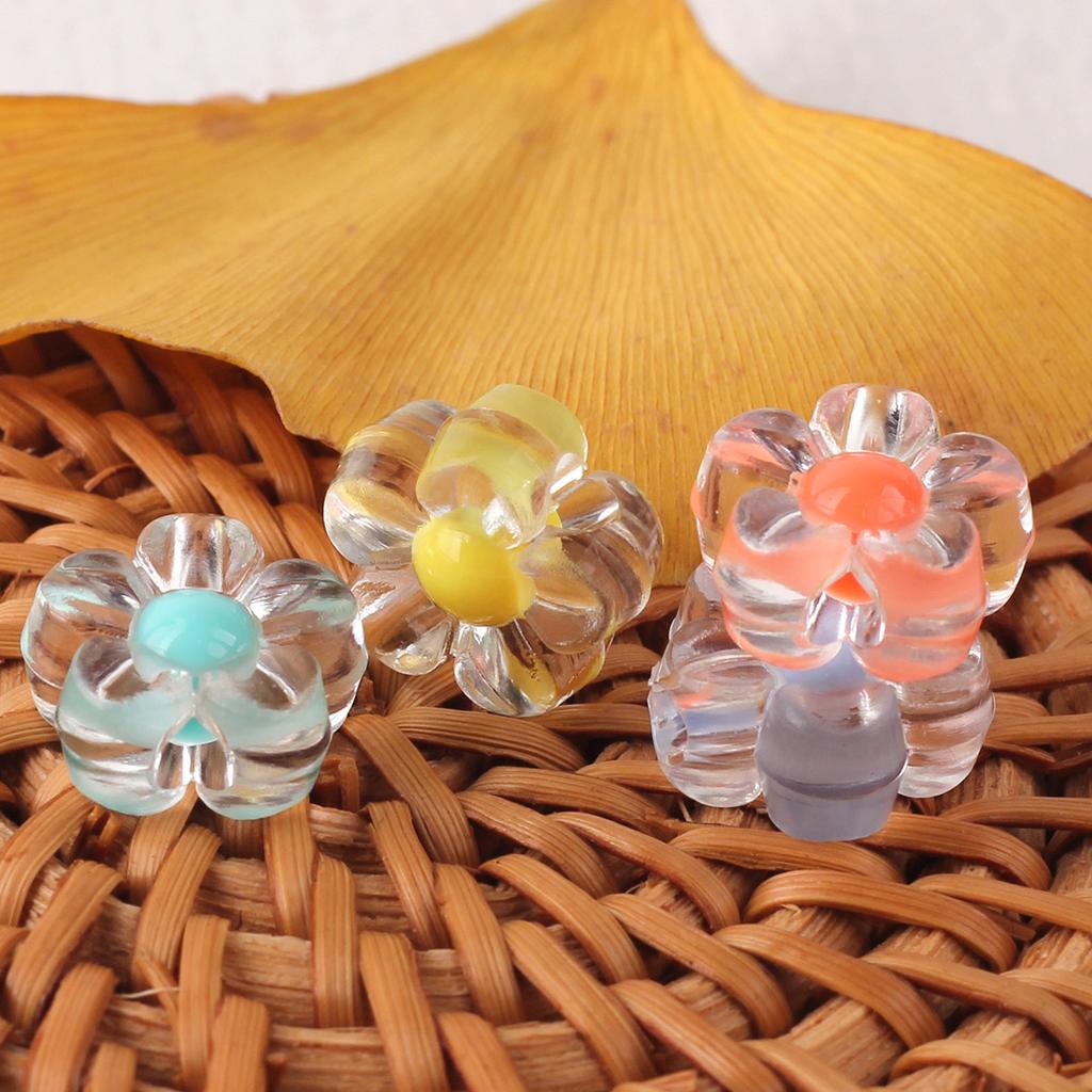 12mm Transparent Inner Color Straight Hole Drop-Oil Flower Acrylic Beads DIY Kids Bracelet Jewelry Accessories