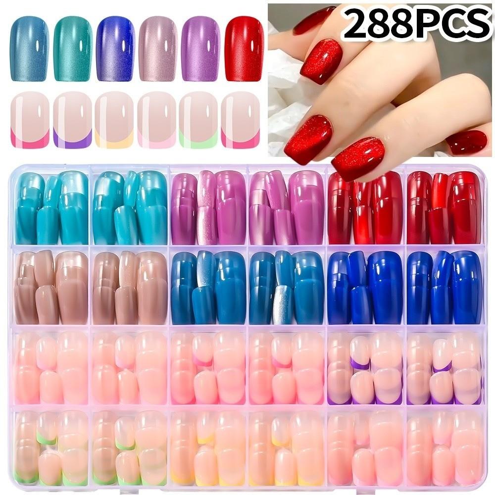 French Design False Nails Red Blue Press On Nails New False Nail Tips  Manicure Tool