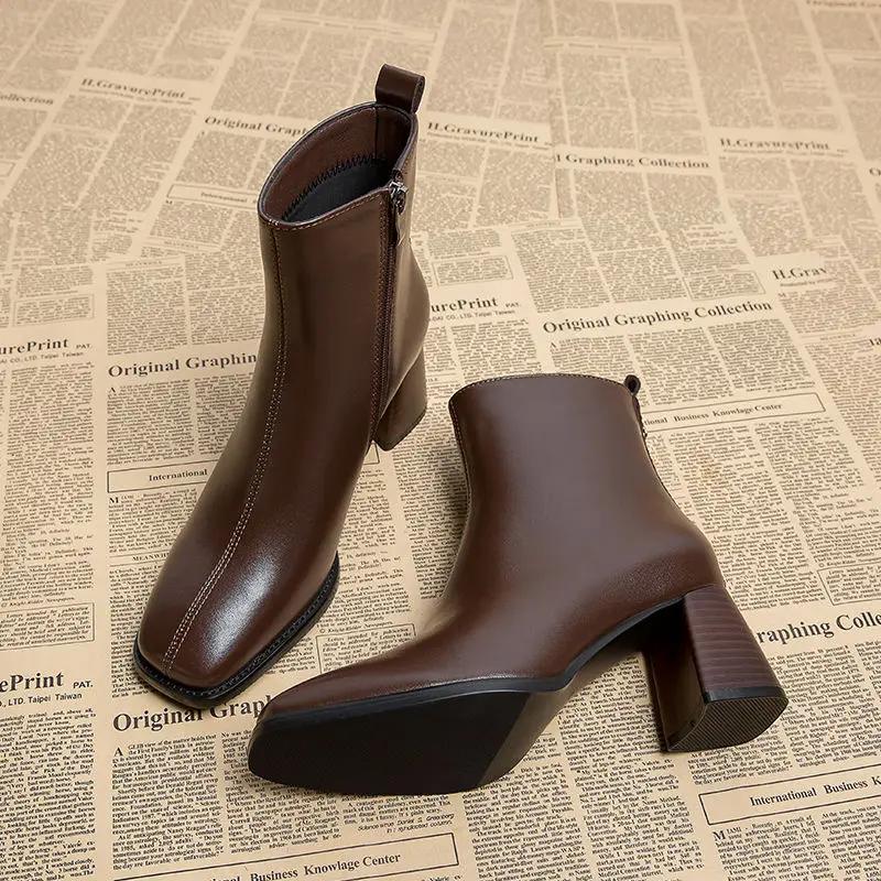 Mode Übergröße Warme Damen Stiefeletten Schwarz Winter 2024 Heiße Mode Bequem und Elegant Herbst Sale Damen Kurze Schuhe