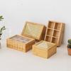 Bamboo Storage Box Geometric Square Grid Desktop Storage Container Jewelry Storage Box Make Up Organizer Jewelry Organizer