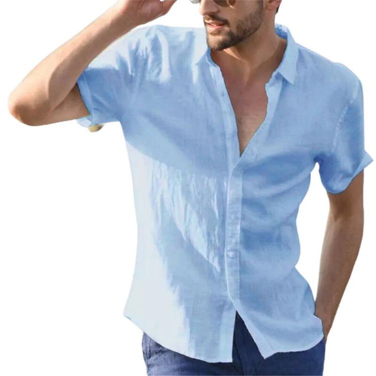 Buy Men Short Sleeve Blouse Button-Down 