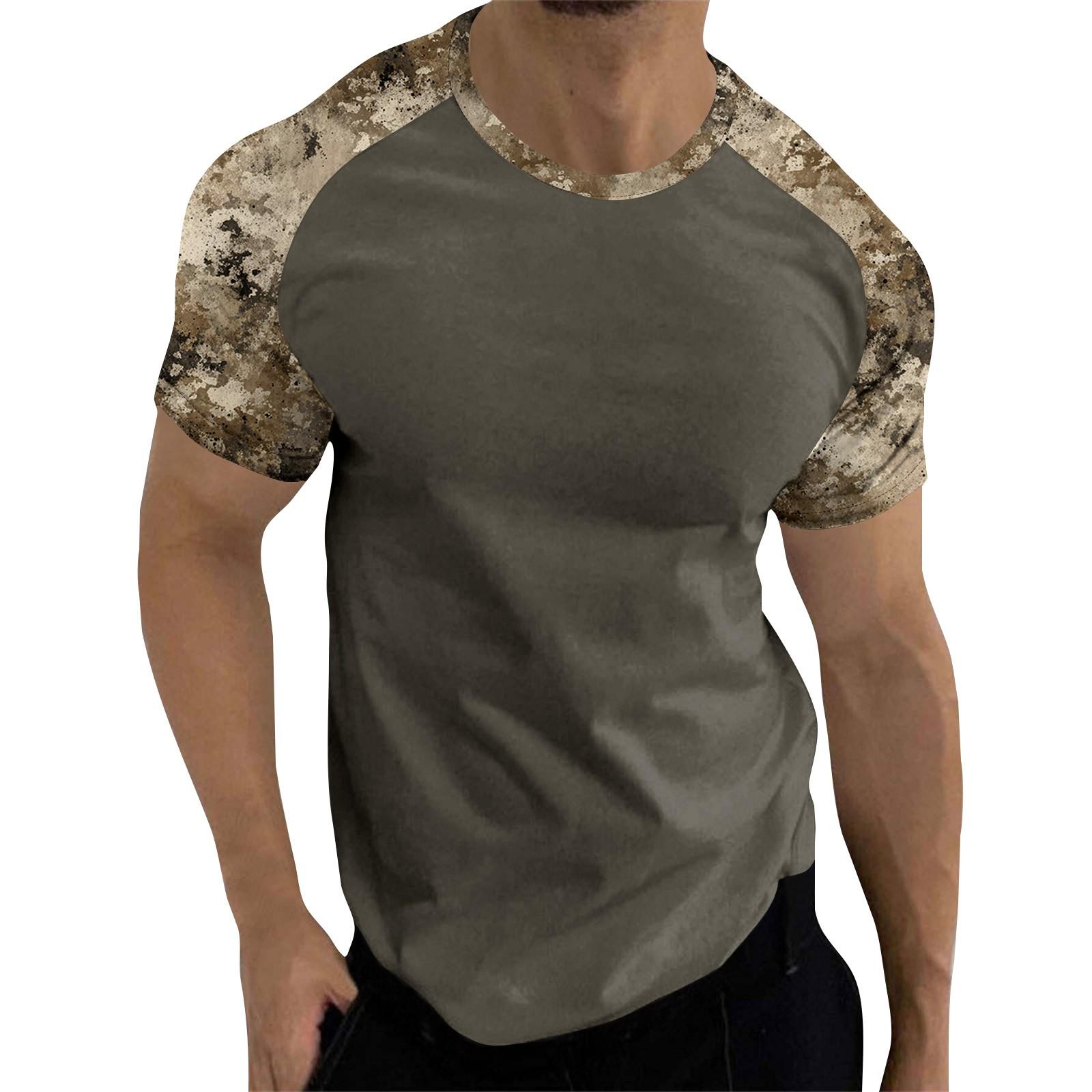 

Топ чоловічий з короткими рукавами реглан з принтом у камуфляжному стилі XL світло-коричневого кольору