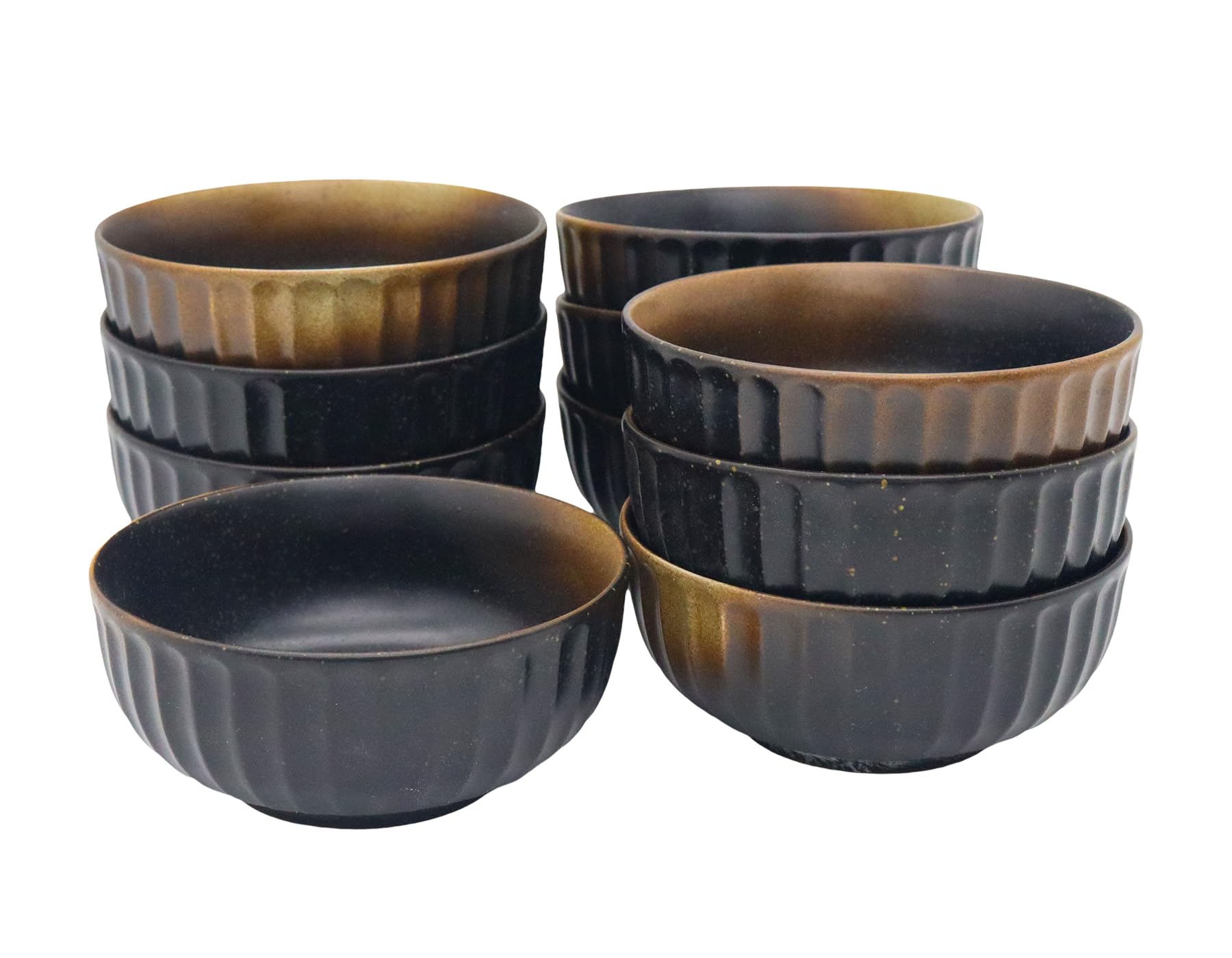 

Mino Ware Japanese Cafe Series Chrysanthemum Pattern Small Bowls, Black Blown, Set of 10 (Size: H5 x W11 x D11cm)