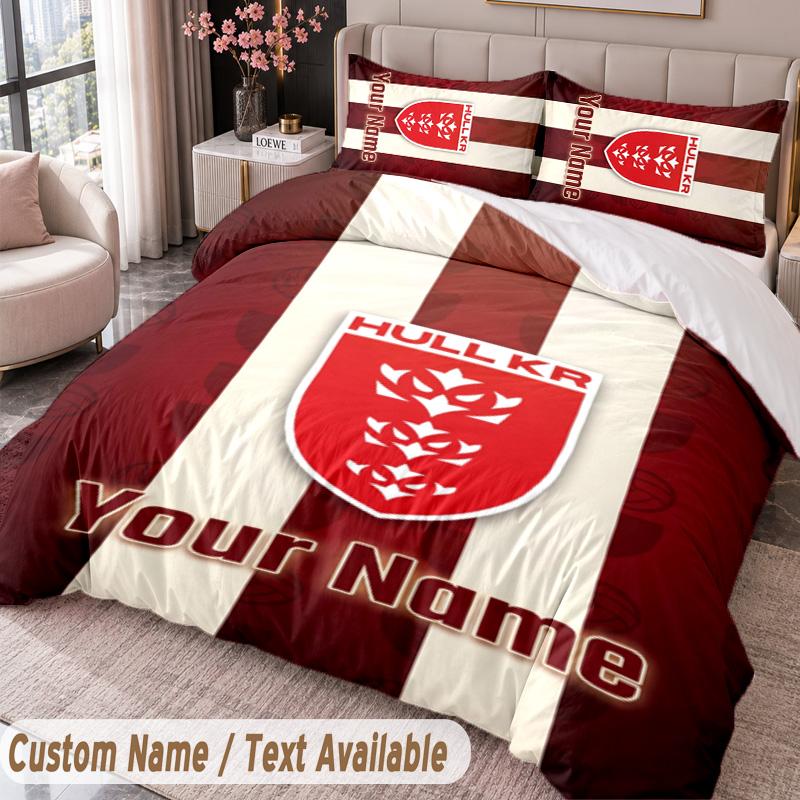 Hull KR Printed Bedding Set Custom Name Text 1 Duvet Cover 2 Pillowcases For Bedroom