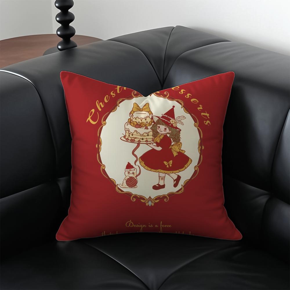 Cute girl Cushion Cover Pillow Case Antidustmite Invisible zipper silky plush cushion