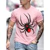 3D Spider Printed Short Sleeve T-shirt Summer Casual Tops Outdoor Breathable Crew Neck T Shirt for Men Clothes Trend Streetwear