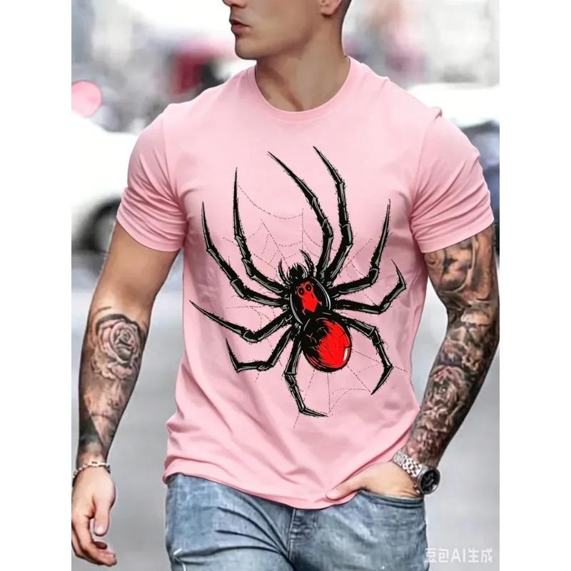 3D Spider Printed Short Sleeve T-shirt Summer Casual Tops Outdoor Breathable Crew Neck T Shirt for Men Clothes Trend Streetwear