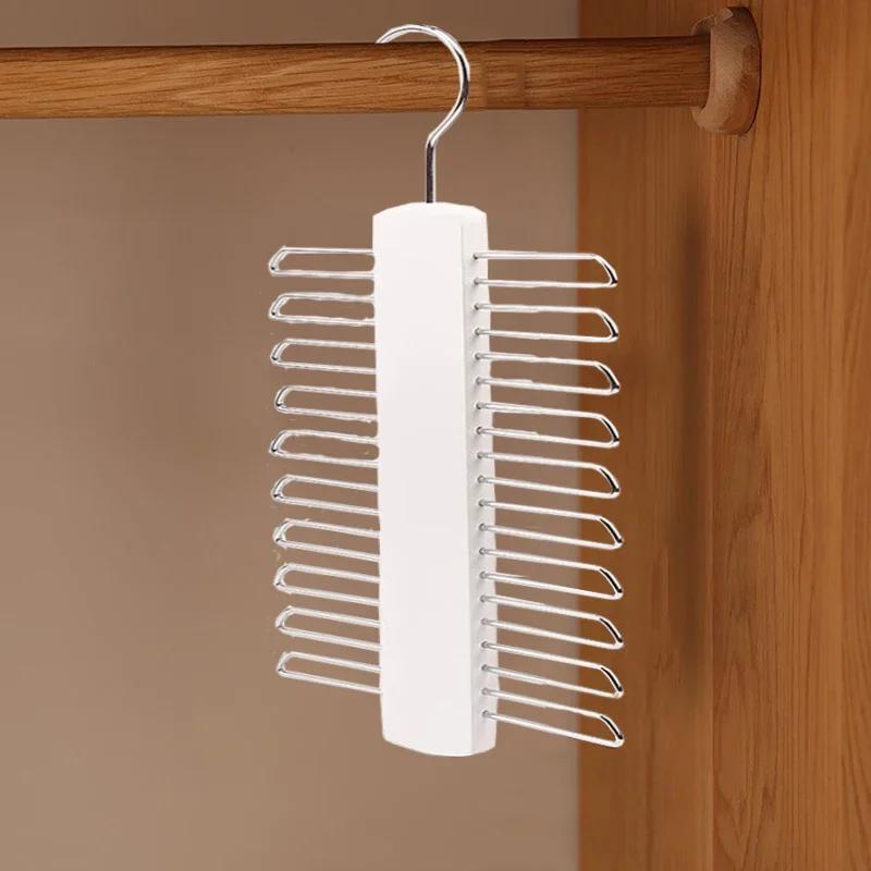 Ties Hanger Holder Rack Silk Scarf Belt Clothes Organizer Cabinet Wooden Storage Hanging Rack Storage Holder For Wardrobe Closet