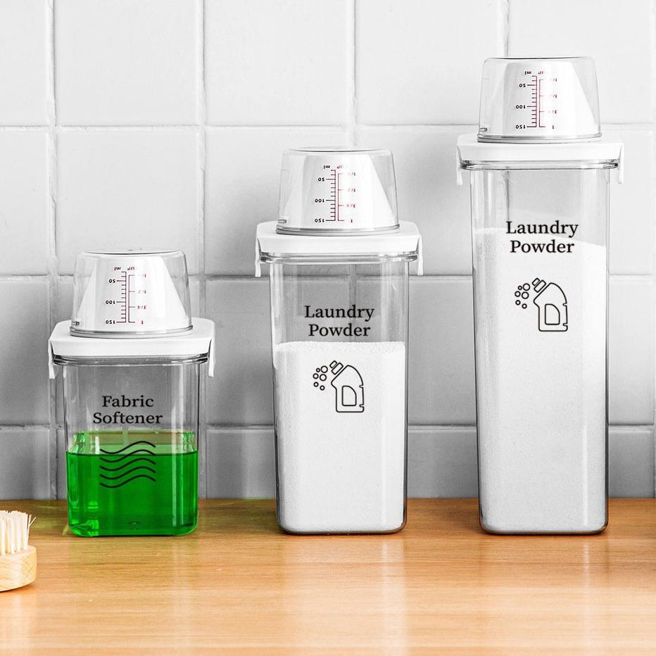 Large Capacity Laundry Detergent Storage Box with Sealed Lid, Plastic Organizer for Home Kitchen Bathroom, Dustproof and Moisture-Proof