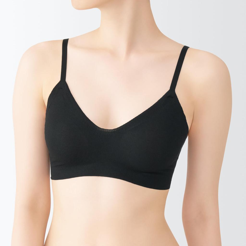 MUJI Gentle Ribbed S Women's Bra, FCH54A4A, Black, Women's