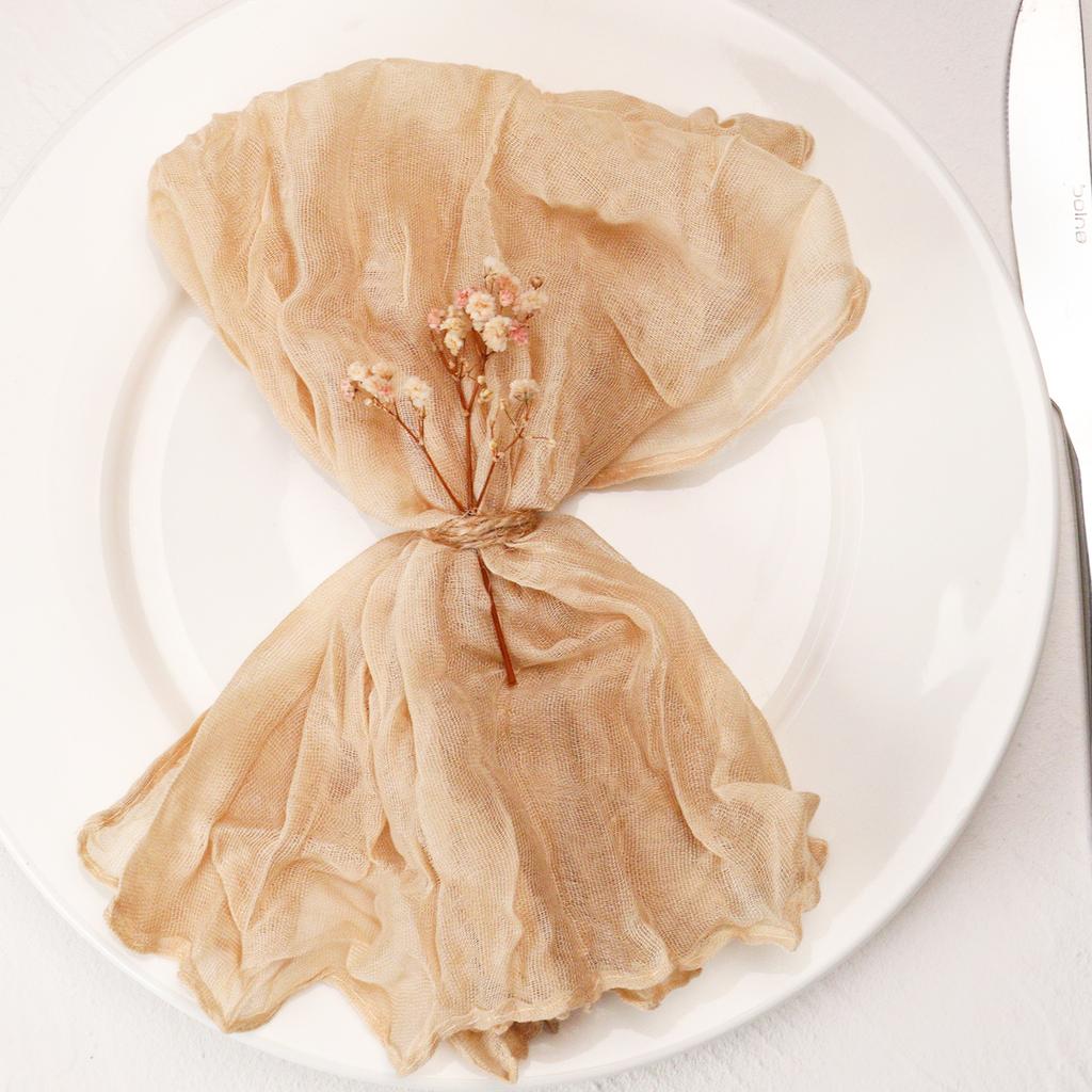 12pcs, Handmade Cheesecloth Napkins - Rustic Table Decor for Parties, Weddings, and Family Dinners