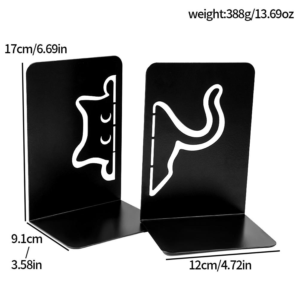 Cute Cat Hollow Out Metal Bookends Cartoon Hollow Book Shelf, Holiday Decoration Storage Stand, Christmas Valentine's Day Gift