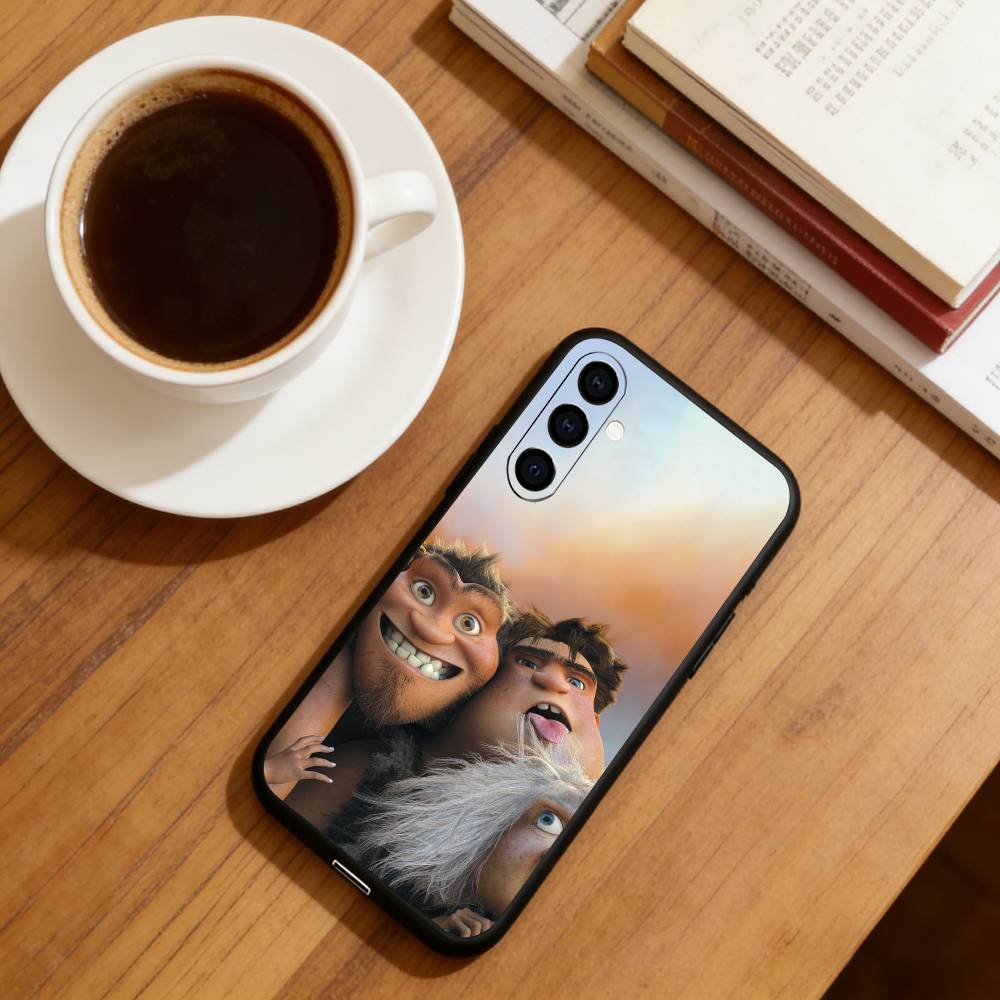 L-Schönes lustiges Cartoon-Höhlenmensch-Handyhülle für Samsung Galaxy A73,A72,A71,A70,A53,A52,A51,Weiche schwarze Silikonhülle
