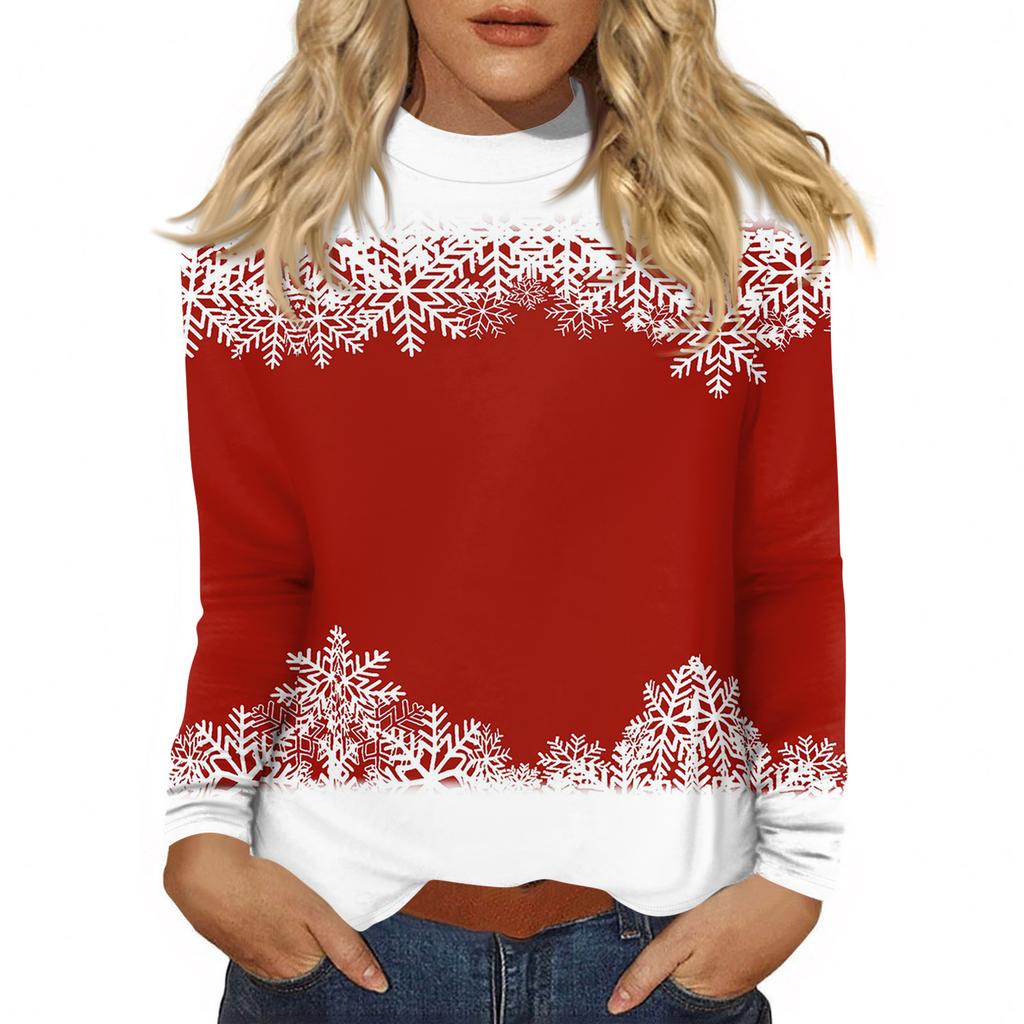 Cămăși de toamnă casual cu mânecă lungă Hanorac cu imprimeu vintage Pulover cu gât înalt