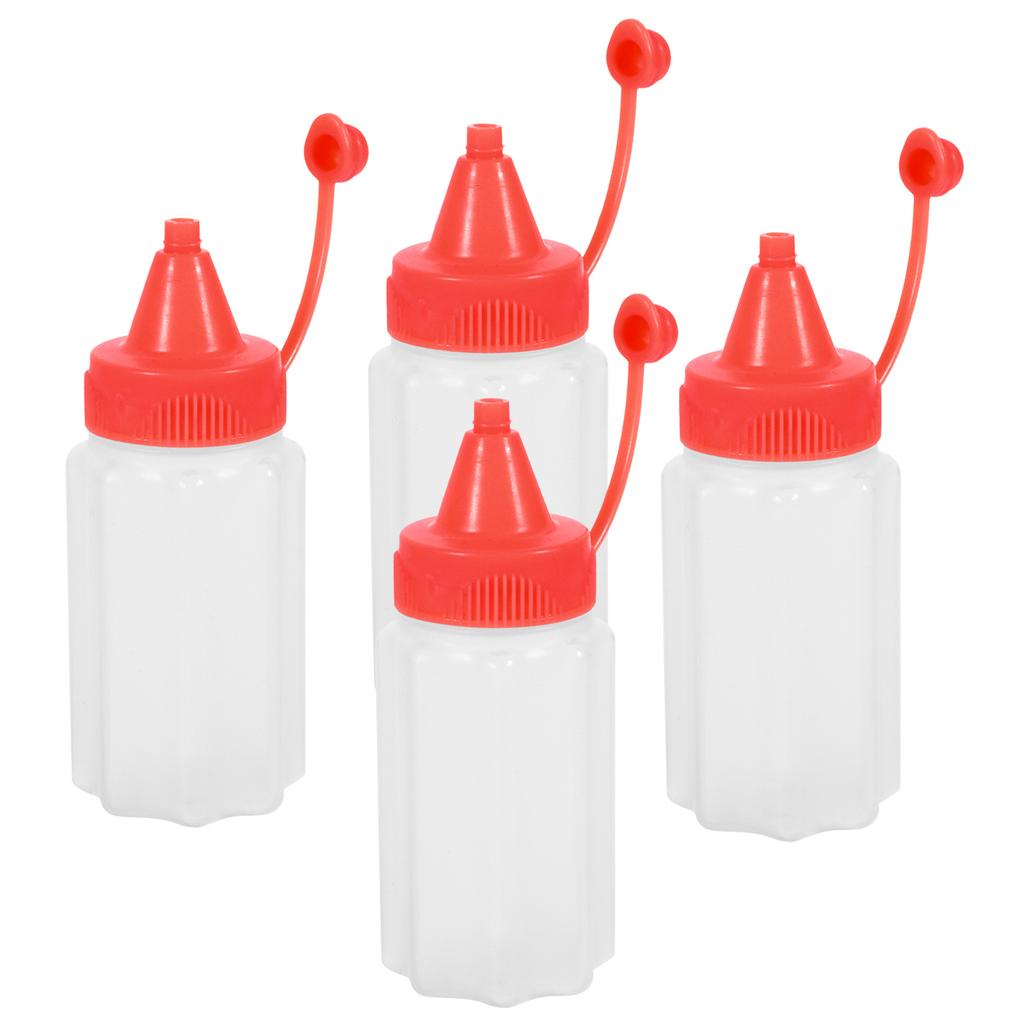 4 pcs Mini Condiment Squeeze Bottles Small Size Portable Oil Dispenser For Salad Dressing Mustard Ketchup Sauce Camping Kitchen