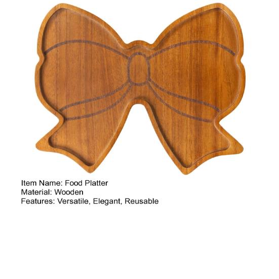 Dřevěný podnos na svačinu Design mašle Prkénko na charcuterie Víceúčelový servírovací tác na bonbóny sušenky ovoce párty bar párty potřeby