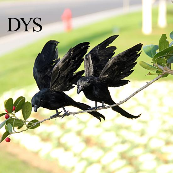 False Crow Artificial Feathered Realistic Handmade Standing/Flying Foam Home Garden Decoration Simulation Bird Mini Halloween Ornament Tree