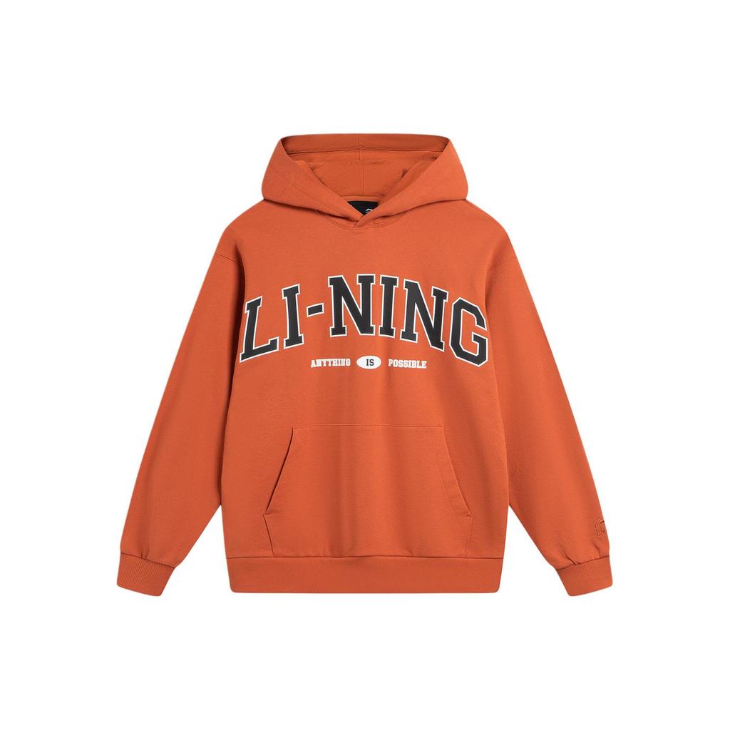 Li-Ning Weekend Youth Letter Embroidery Casual Hoodie Unisex Sweatshirt Sunshine-Dirty-Orange AWDU781-5