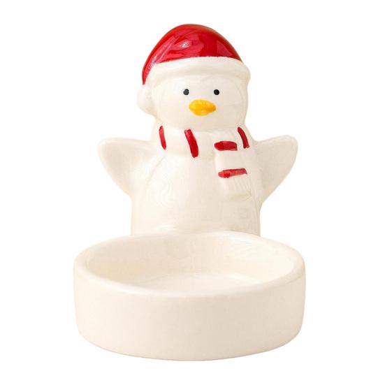 Christmas Ceramics Candle Holder Penguin Xmas Tree Mushroom Tealight Votive Candle Stand Candlestick Table Centerpiece Desktop Decoration