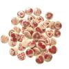 100Pcs 15mm Natural Flat Round Printed Wood Buttons 2-Hole Flat Round with Heart Decorative Wooden Buttonsfor DIY Sewing