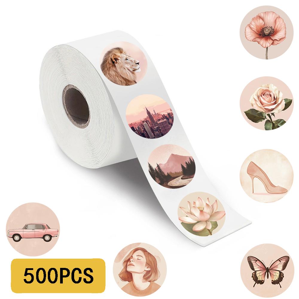 

500PCS Retro Printed Pattern Roll Stickers Harajuku Personality Laptop Luggage PVC Scrapbooking Decorative Guitar Roll Sticker