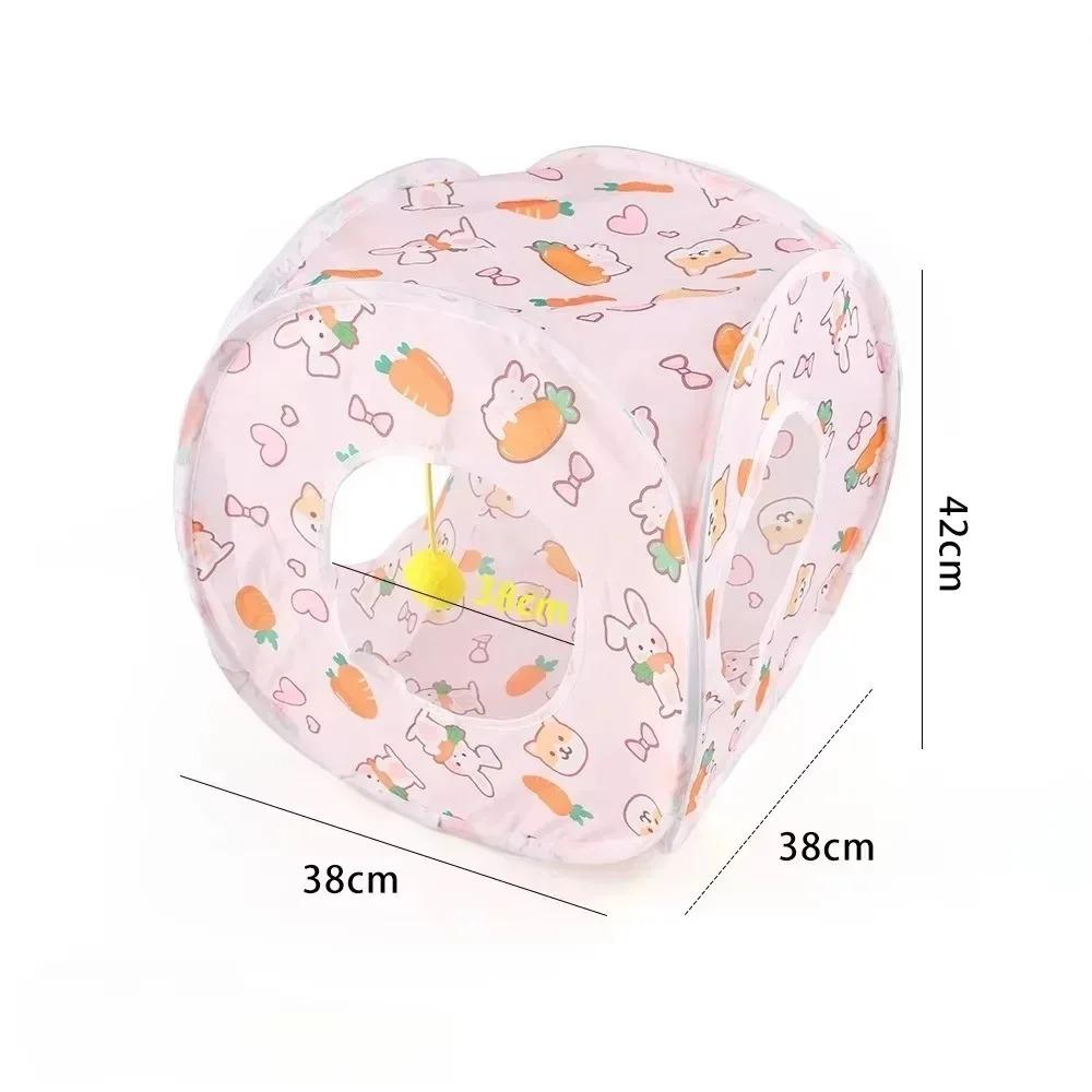Carrot Print Cat Tunnel Multi-Shape Foldable & Easy Storage Cat Toy Tunnel for Play & Hideaway Pet Tube Self-Entertaining Play