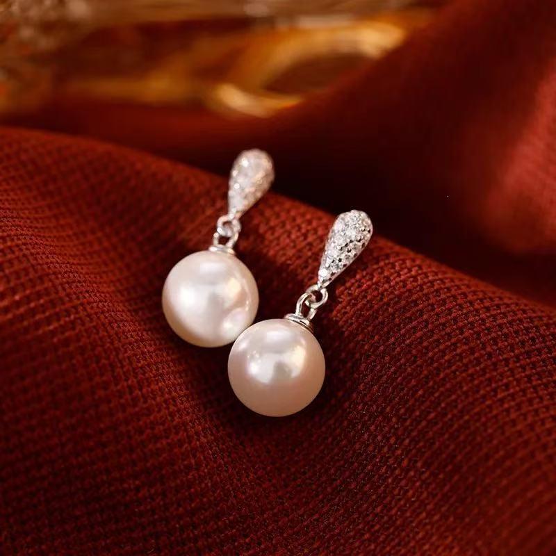 2026 New Style 925 Sterling Silver Tassel Pearl & Water Drop Zircon Stud Earrings for Women