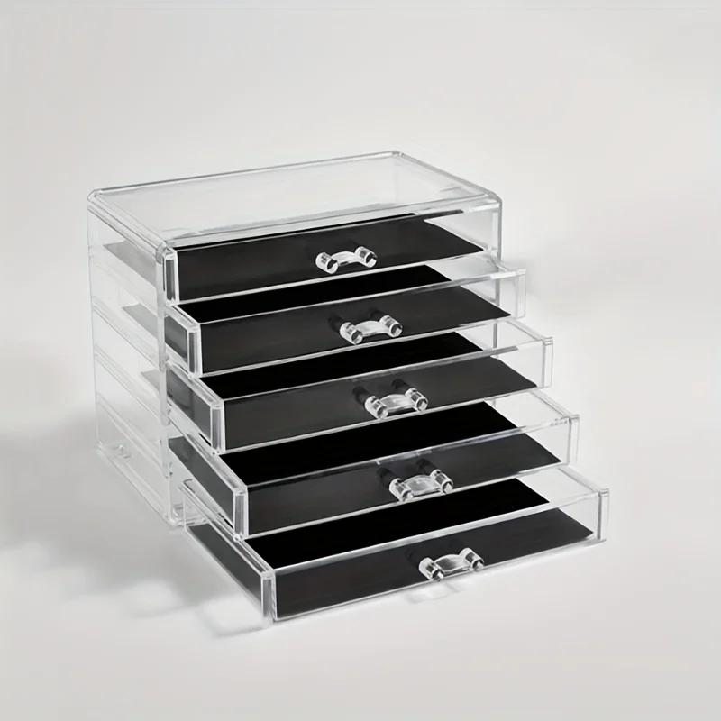 

3/5Layer Acrylic Drawer Clear Office Organizer Drawer for Desk, Pencil Holder Large Desk Accessories Display Caddy for Home