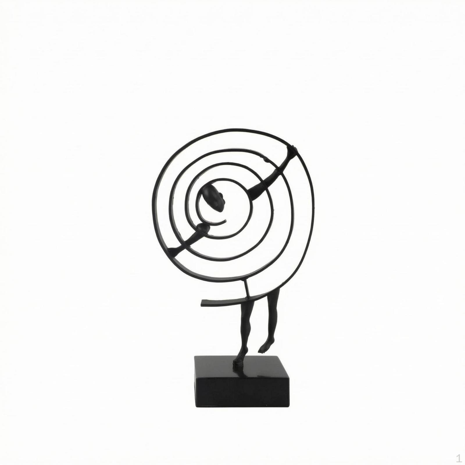 Tabletop Sculpture Black Metal Abstract Matte Finish Figurine Ornament F 181229cm