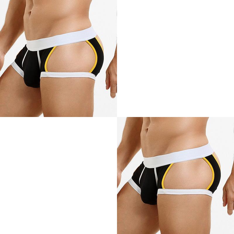 2Pcs/Lot Men's Sexy Low-Rise Boxer Briefs Hollow Sides & Back Butt Cutout Underwear Breathable Cotton Boxers