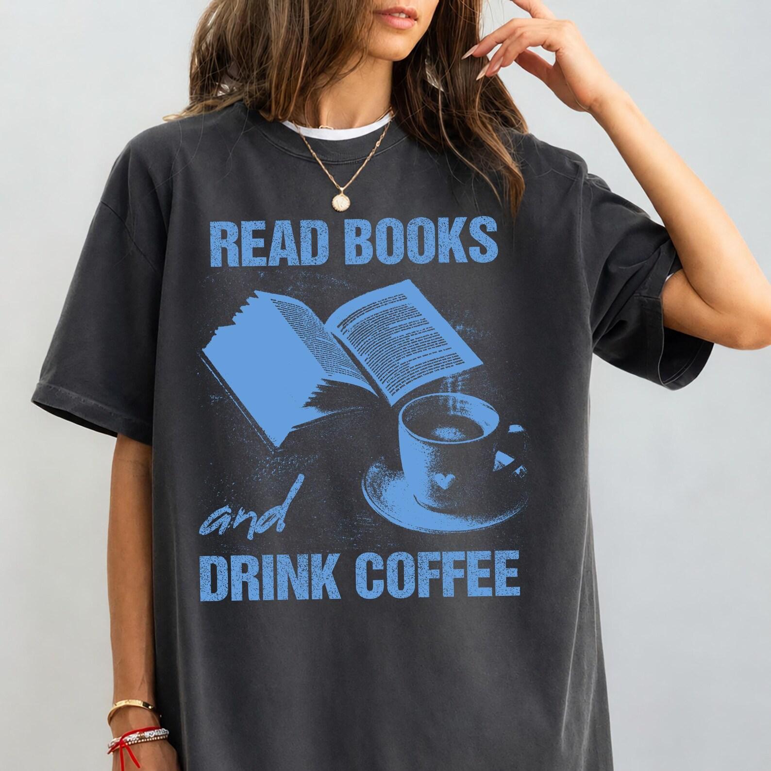 Comfort Colors® Books And Coffee Shirt, Bookworm Graphic Tee, Reading Shirt, Cozy Reading Lover Top, Bookish Gift S