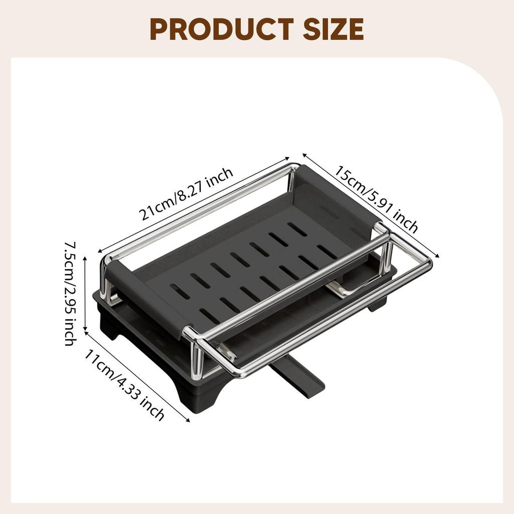 Sponge Holder for Kitchen Sink Dishcloth Rack Bathroom Sturdy with Drain Tray Kitchen Countertop Organizer