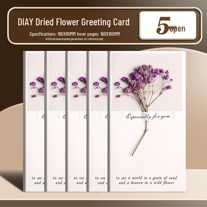 Handmade Dried Flower Greeting Card for Mother's Day, Thanksgiving, Birthdays & More