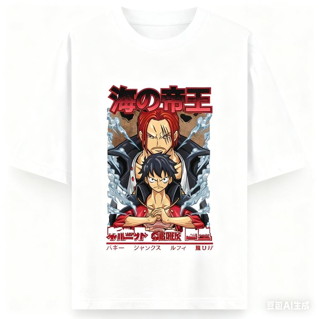 One Piece Anime Shanks Luffy Printing Oversized Cotton Tshirt Men and Women Harajuku Trend Y2K Casual Summer Absorb Sweat Tees